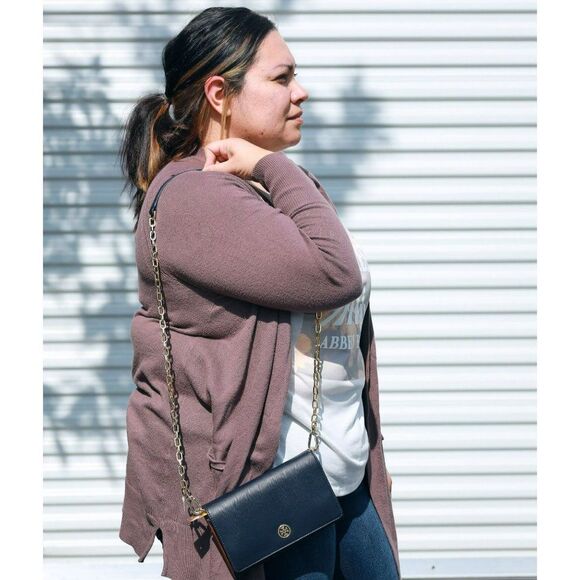 NWT Tory Burch Robinson Chain Wallet Tory Navy - Picture 3 of 10